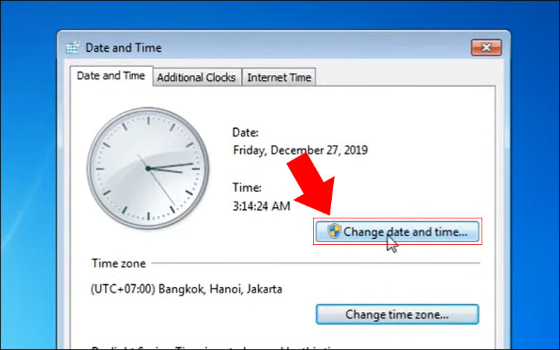 Chọn Change date and time